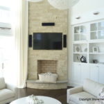 Surround sound system on a brick wall