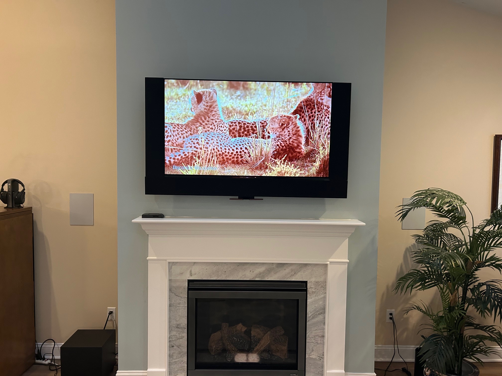 Fireplace mantle mount TV lift up