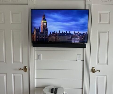 Bedroom TV with soundbar