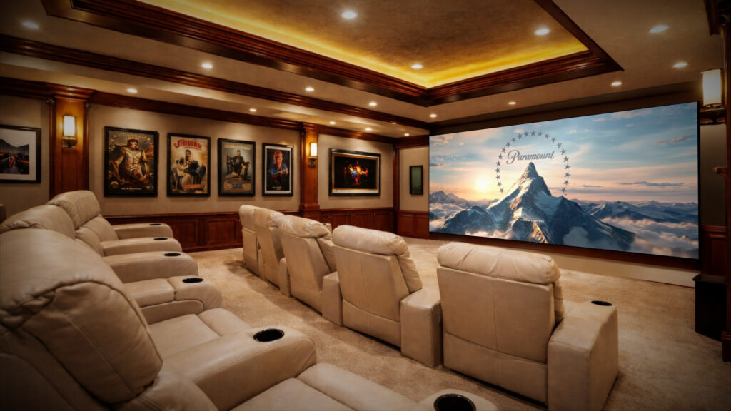 home theater in Maryland designed and built by Shore Home Solutions